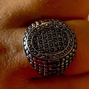 Stainless steel ring with Marcasite type accents